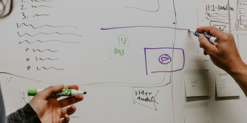 Plan de campagne dessiné sur un tableau blanc